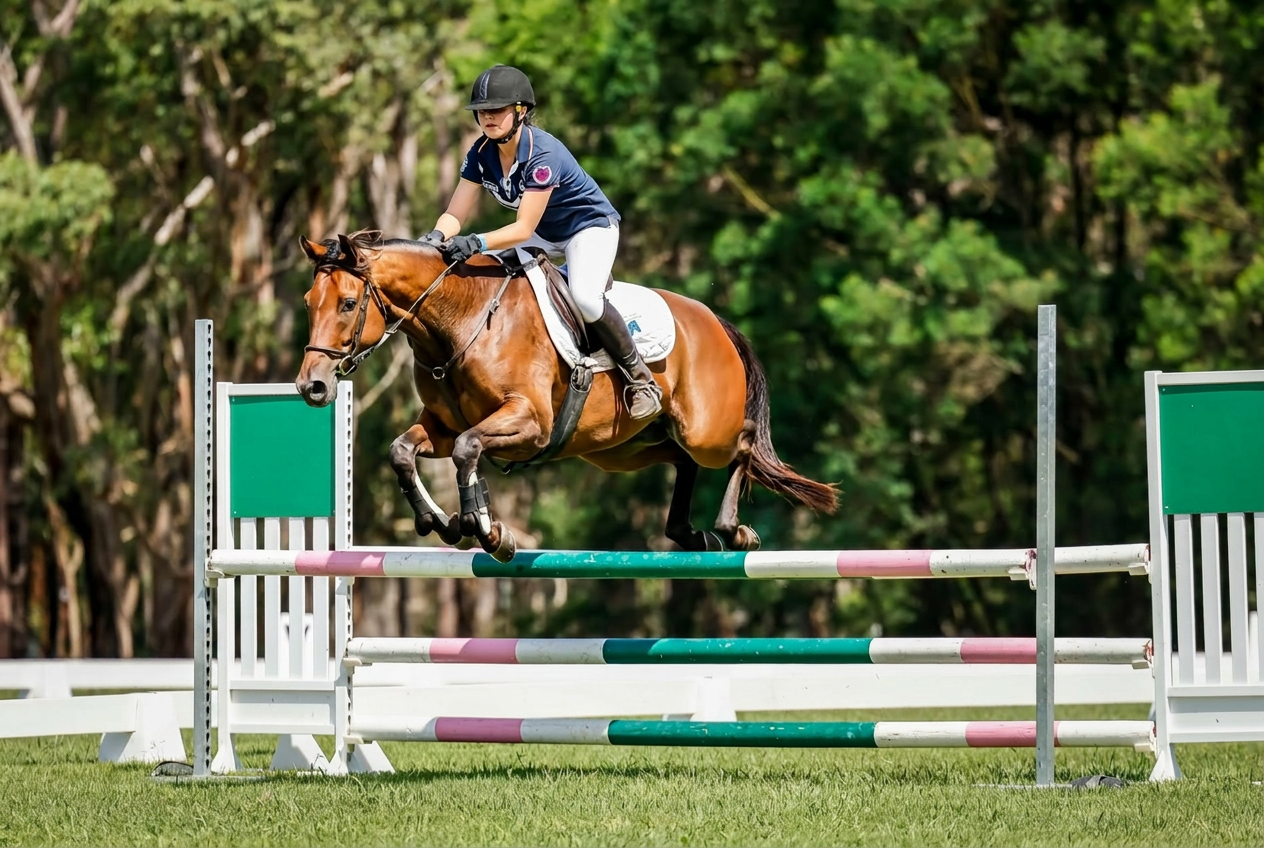 Kunderang Heritage Stock Horse competing at showjumping
